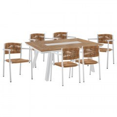 Garden Dining Room (Set 7Pcs) HM11648 200x94x75cm White-Natural