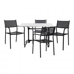 Garden Dining Room (Set 5Pcs) HM11717 110x70x72,5cm Black-White