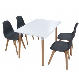 Σετ Τραπεζαρίας Loft Plus (Σετ 5τμχ) 20.9905 120x80x72cm White-Black WHITE-BLACK