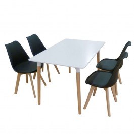 Σετ Τραπεζαρίας Logan Plus (Σετ 5Τμχ) 20.9906 120x80x72cm White-Black WHITE-BLACK