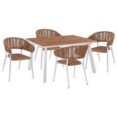 Dinning Room (Set 5Pcs) HM11428 Table & Armchairs 120x80cm White