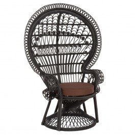 Armchair Royal Peacock HM9342.03 With Pillow 114x72x150cm Black-Brown BLACK