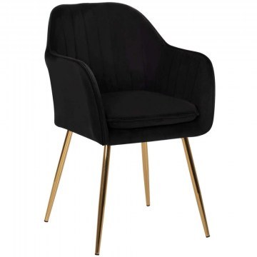 Πολυθρονάκι Sawyer HM8523.04 Βελούδινη Με Πόδια 55x60x83cm Black-Gold