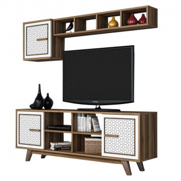 Σύνθεση Τηλεόρασης HM9513.03 160x35x56,2cm Walnut-White