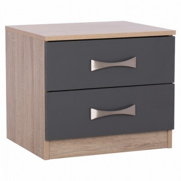 Bedside Table Ashlyn HM2235.04 With 2 Drawers & Handles  48x40,5x42cm Sonama-Grey