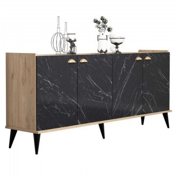 Dresser With Marble Effect HM9045.01 180x41x778cm Natural-Black