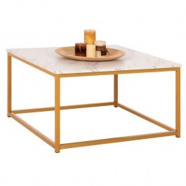 Table Living Room Braylen HM8942.11 Square 75x75x43,5cm Gold-White GOLD-WHITE