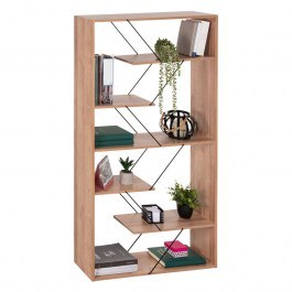 Library Tars HM2240.14 With Black Metal Rods 84x24x157cm Natural-Oak NATURAL-OAK