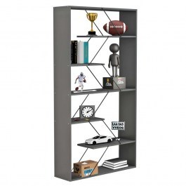 Library Tars HM2240.20 With Black Metal Rods 84x24x157cm Grey GREY
