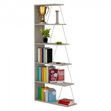 Library Mini Tars HM2241.11 With White Metal Rods 65x22 24x146cm Sonoma