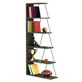 Βιβλιοθήκη Mini Tars HM2241.13 Με Μαύρες Μεταλλικές Βέργες 65x22 24x146cm Olive-Grey OLIVE-GREY