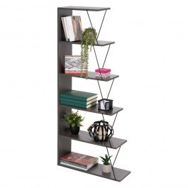 Βιβλιοθήκη Mini Tars HM2241.20 Με Μαύρες Μεταλλικές Βέργες 65x22 24x146cm Grey GREY