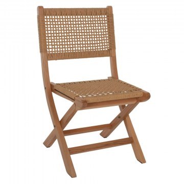 Καρέκλα Αναδιπλούμενη HM9411.01 47x58x84cm Από Οξιά Natural Σχοινί Beige