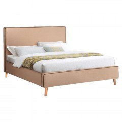 Κρεβάτι Indra HM662.02 Για Στρώμα 160x200cm Ρέλι Brown & Ύφασμα Beige