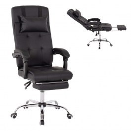 Armchair Office Managerial HM1057.11 With Collapsible Footstool 58x71x128cm Black BLACK