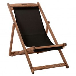 Σεζλόνγκ Λήμνος HM11707.05T 55,5x97x105cm Μασίφ Οξιά Εμποτισμού Walnut Με Pvc 2x1 Black WALNUT-BLACK