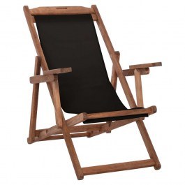 Chaise Longue Lemnos HM11708.05T With Arms 62,5x97x105cm Impregnation Walnut With Pvc 2x1 Black WALNUT-BLACK