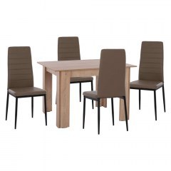 Dinning Room (Set 5Pcs) Lady HM11908 Table 110x80cm & 4 Chairs Cappuccino-Beige