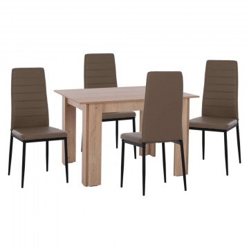 Τραπεζαρία (Σετ 5Τμχ) Lady HM11908 Τραπέζι 110x80cm & 4 Καρέκλες Cappuccino-Beige