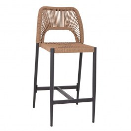 Bar Stool HM5920.02 Medium Height 46x58x95cm Anthracite-Beige ANTHRACITE-BEIGE