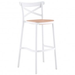 Bar Stool HM5933.01 Με Πλάτη 41x49x102cm White-Beige WHITE