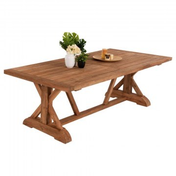 Τραπέζι Τραπεζαρίας Kronos HM9535 Χιαστί Πόδια 200x90x75cm Από Ξύλο Teak Natural