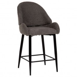 Stool Bar HM8586.01 55x62x105cm Medium Height With Curl Fabric Grey GREY