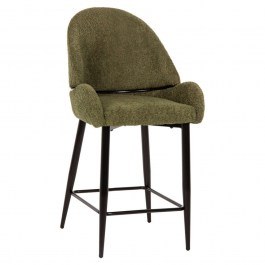 Stool Bar HM8586.03 55x62x105cm Medium Height With Curl Fabric Green GREEN
