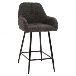 Stool Bar Strike HM8592.01 Medium Height 50x50x94,5cm With Fabric Teddy Grey GREY