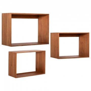 Wall Shelf (Set of 3 pcs) Chengis HM9830 60x20x38cm Wooden Natural-Teak