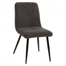 Chair Shelly HM8590.01 48x64x87cm With Black Metal Legs & Fabric Teddy Grey GREY