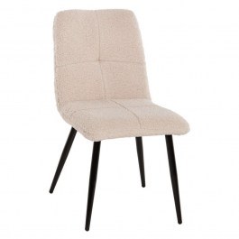 Chair Shelly HM8590.02 48x64x87cm With Black Metal Legs & Fabric Teddy White WHITE