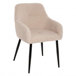 Πολυθρόνα Shelly HM8591.02 57x55x87cm Με Μαύρα Μεταλλικά Πόδια & Ύφασμα Teddy White WHITE