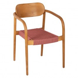 Armchair Oslo HM9636.06 55x54x80cm Wood-Rope Teak-Pink PINK