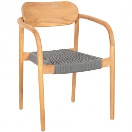 Armchair Oslo HM9636.08 55x54x80cm Wood-Rope Natural-Grey GREY
