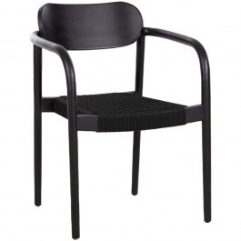 Armchair Oslo HM9636.12 55x54x80cm Wood-Rope Black BLACK