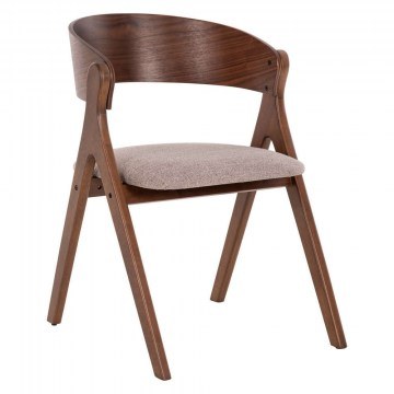 Καρέκλα Nekker HM9739.02 56x55x78cm Ύφασμα & Rubberwood Walnut-Beige