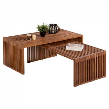 Τραπέζια Σαλονιού (Σετ 2Τμχ) Nya HM9548 116x60x46,5cm Από Teak Ξύλο Natural