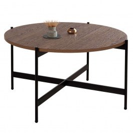 Living Room Table HM9588.04 D80x45cm With Black Metal Base Walnut WALNUT