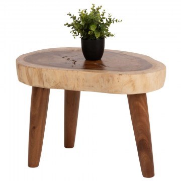 Τραπέζι Σαλονιού Dompu HM9630 8cm Πάχος 66x44x46cm Από Μασίφ Suar Ξύλο Natural