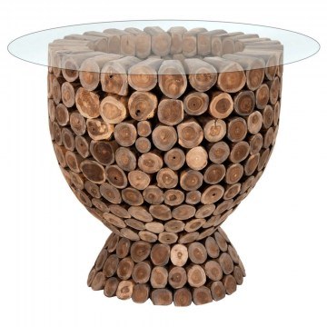 Τραπέζι Bar Στρογγυλό Leeroy HM9806 Φ120x104cm Teak Ξύλου Natural