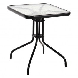 Table Figo HM5035.03 60x60x70cm With Glass Metallic Surface Black BLACK