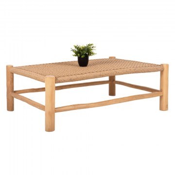 Τραπέζι Σαλονιού Londer HM5985 119x79,5x41cm Από Ξύλο Teak Rattan Natural