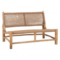 Two-Seater Sofa Londer HM5984 Rattan Twisted 120x75x78cm By Wood Teak Natural