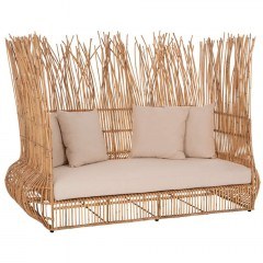 Sofa Zephyr Από Καλάμια HM5988 200x120x142cm With Cushions Natural-Beige