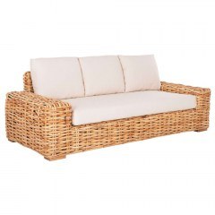 Sofa Tropel HM9808 Τριθέσιος 216x88x85cm With Cushions Natural-White
