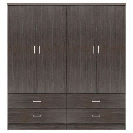 Ντουλάπα Τετράφυλλη (Σετ 2Τμχ) HM11349.01 Με 4 Συρτάρια 160x42x181 Zebrano ZEBRANO