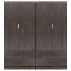 Ντουλάπα Τετράφυλλη (Σετ 2Τμχ) HM11349.01 Με 4 Συρτάρια 160x42x181 Zebrano