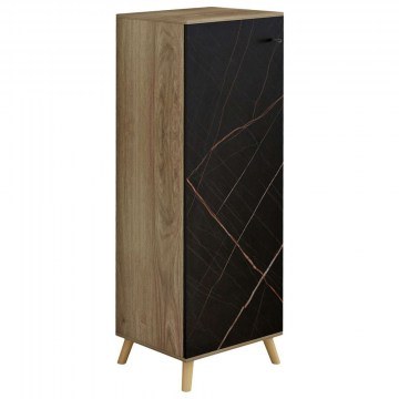 Shoe Rack - Cabinet Alvaro HM8954.13 50x38x135cm Marble Effect Sonoma-Black