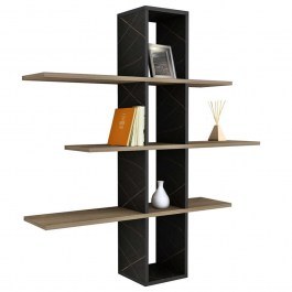 Wall Shelf Dominic HM8976.13 96x19,5x101cm Marble Effect Natural-Black BLACK